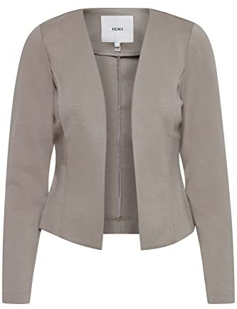 ICHI IHKATE SHORT BL Damen Blazer Kurzblazer Jacke Kurzblazer mit Stretch, Größe:L, Farbe:Driftwood (181210)