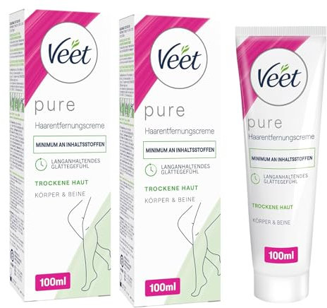 Veet Haarentfernungs-Creme Silk und Fresh trockene Haut, 2er Pack (2 x 100 ml)