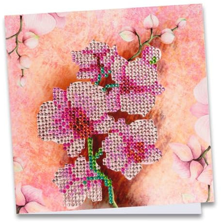 Ideen mit Herz Diamond-Painting-Grußkarte | Strass-Edition | 16 x 16 cm | 370 g/m² | inkl. Steine, Umschlag & Werkzeug (Orchidee)