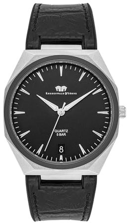Rhodenwald & Söhne Herren Uhr analog Japan Quarzwerk mit Echtleder/Silikon schwarz Armband 10010354