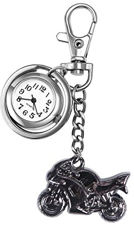 JewelryWe Taschenuhr, klassische Schlüsselanhänger, Steampunk-Taschenuhr, halber Jäger, Motorradanhänger, Quarzuhr, Halskette, für Weihnachten, C-schwarz, Klassisch