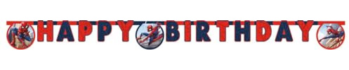 Procos - Geburtstagsgirlande Happy Birthday Spider-Man Crime Fighter aus FSC-Papier, 93868