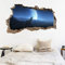 Kuletkear Landschaft 3D Wandtattoo Durchbruch Wand Aufkleber Wanddurchbruch sticker selbstklebend Wandbild Wandsticker Wohnzimmer Wolfsmond B 75 x H 45 cm Wandbild