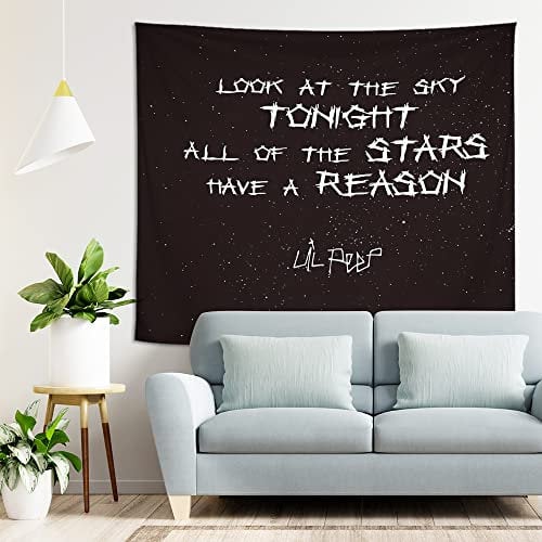 HCDZF Lil Peep Star Shopping Songtexte Sternenhintergrund Boutique Tapisserie Wandbehang Wandteppich Home Decor (M:59ʺ × 51ʺ)