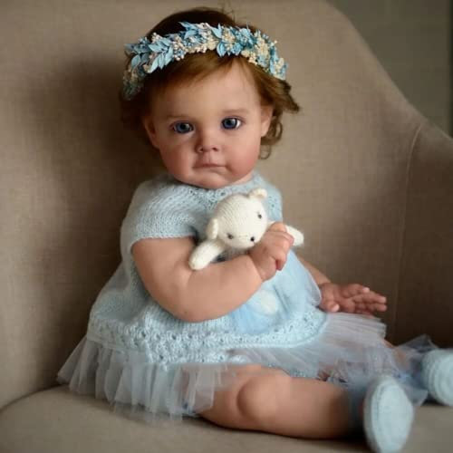 Lonian 24Inch Puppen 60cm Realistische Reborn Kleinkind Mädchen Puppen Weiche Vinyl Silikon Real Life Handgemachte Geburtstagsgeschenke Geeignet (Blue Eyes)