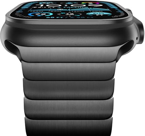 NewWays 49mm 46mm 45mm 44mm 42mm(Serie 3 2 1) Kompatibel mit Apple Watch Armband,Edelstahl Gliederarmband Ersatzarmbänder Geeignet für iWatch Ultra 2/Ultra,Series 10/9/8/7/6/5/4/3/2/1/SE,Schwarz