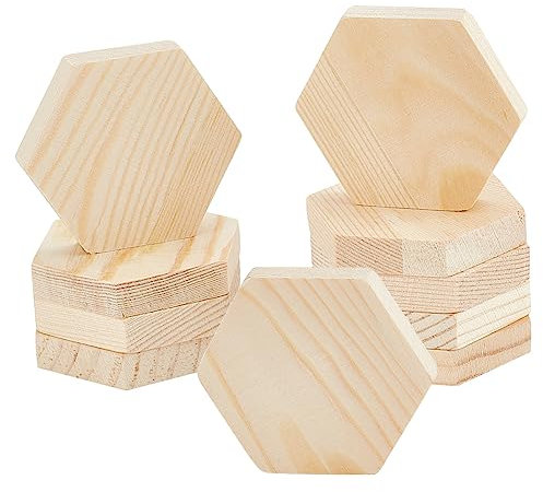 nbeads 10 Stück Holzausschnitte, 5.3cm Breit Sechseck Holzausschnitte Sechseck Form Holzscheiben Unvollendet Holz Sechseck Ausschnitte Für Gravur Holzbrennen Malerei Wanddekorationen