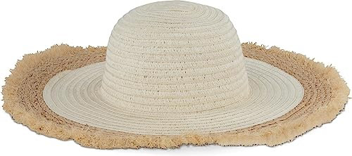 normani Damen Sonnenhut Strandhut mit großer Krempe - Sommerhut - Verstellbarer Strohhut mit Band und UV Schutz Farbe Manado