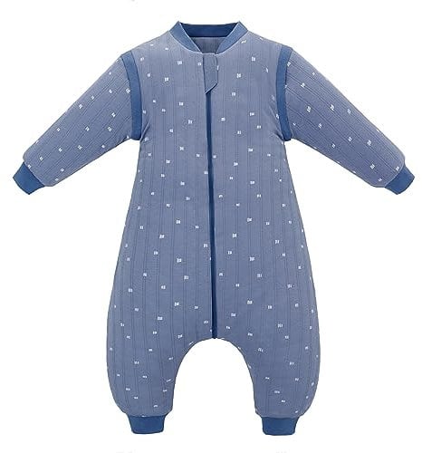 Baby-Schlafsack mit Beinen, 2,5 TOG, tragbare Kinderdecke mit abnehmbaren langen Ärmeln, Unisex, 100% Baumwolle, Winter-Kleinkind-Schlafsack für Kleinkinder