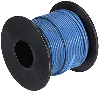 sourcing map 20AWG Elektrischer Draht 30 Meter Stromkabel 0,52 mm² Verzinntes Kupferkabel, Kfz Kabel Hohe Temperatur Litzenkabel Erdkabel Verlängerungskabel Klingeldraht für Kabelkanal, Blau