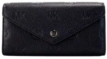 Michael Kors Jet Set Travel Large Logo Embossed Leather Envelope Wallet (Black), Schwarz, Jet Set Travel