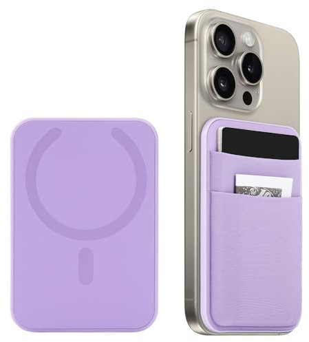 FIDWALL Magsafe - Portafoglio compatibile con iPhone 15/14/13/12 Pro/Max/Plus/Mini, custodia per carte di credito RFID può contenere 5 carte (viola)