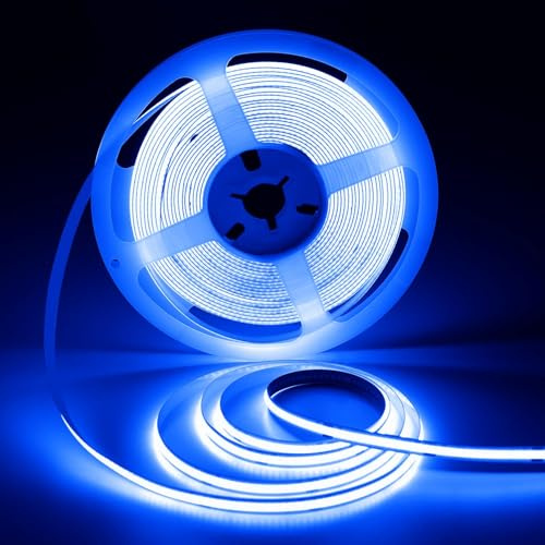 ShineBurky Striscia LED COB 10 Metri Blu, 24V Strisce LED CRI93+ | Larghezza 8mm Striscia Luminosa LED Tagliabile Flessibile per TV Cucina Camera Da Letto Decorazione (senza Alimentatore)