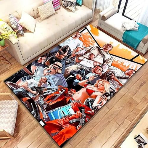 yyxsgdmw Klassischer G.T.A. Game Gamer Area Teppich Teppich Für Zu Hause Wohnzimmer Schlafzimmer Sofa Fußmatte Home Decor, Kinder Spielen rutschfeste Bodenmatte A4715 160×200Cm