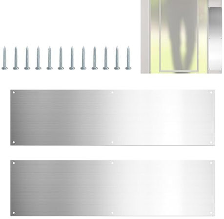 Battiscopa in acciaio inox spazzolato, 2 pezzi, battiscopa per porta esterna, battiscopa in acciaio inossidabile, protezione per porte in metallo adatto per pannelli interni ed esterni