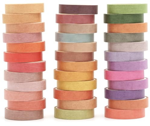 Songdao Pastell Washi Tape Set 36 Rollen Unifarben Masking Tape Klebeband Bunt für Heimwerker, Dekoratives Handwerk, Geschenkverpackung, Scrapbook (Autumn)