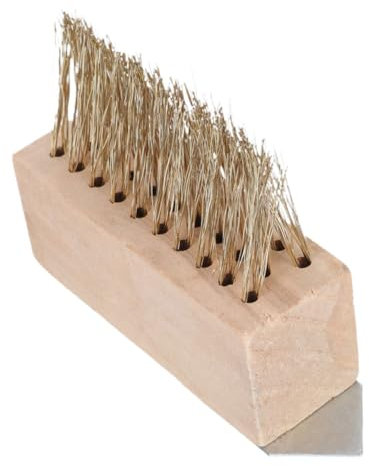 jojofuny Stahldraht Drahtbürste zur Gartenreinigung mit Kupferdraht Holzgriff für Terrassen und Pflasterfugen zur Mühelosen Entfernung von Hartnäckigem Moos