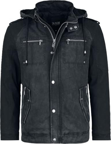 Black Premium by EMP Herren schwarz/graue Winterjacke mit Kinnschutz
