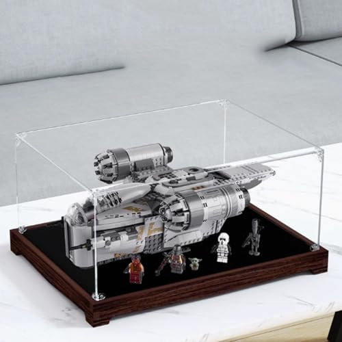 Transparent Acrylic Display Case,for Lego 75292 Transport Vehicle Model ,Clear Box,Storage Box,Display Box,Compatible with75292 Model. (Display Box only) (Black Walnut)