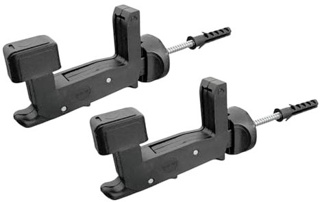 eacommerce - Ferma Imposte Regolabile | Sistema Automatico di Ancoraggio | Per Infissi da 40-55 mm | Blocca Scuri e Persiane | Tassello Integrato 6x70 mm, Nero, Kit 2 Pezzi