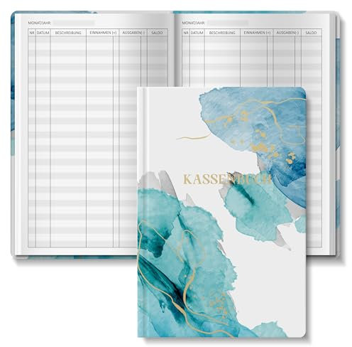 BIROYAL Kassenbuch A5 | 180°-Aufschlag - Ohne Andrücken flach öffnen | 120 Seiten Haushaltsbuch zur Finanzplaner | Budgetplaner | Kassenbücher für Kleinunternehmer und Selbständige