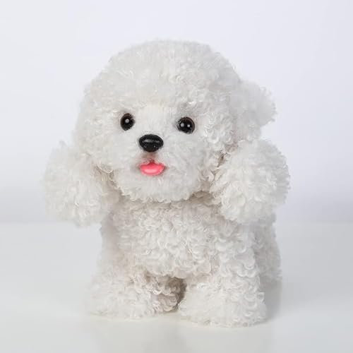 CU-MATE Electronic Walking Poodle Stuffed Dog Toy, Realistic Interactive Puppy Pet Dog, Walking, Barking,Wagging Tail & Talking,Present Pet Gifts for 3+ Year Boys Girls