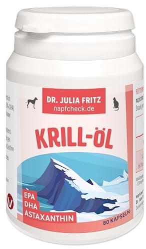 napfcheck Krillöl Kapseln - Omega 3 - Astaxanthin - für Hunde und Katzen - 80 Kapseln