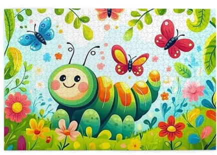 Happy Caterpillar 1000 Teile Puzzles für Erwachsene Holzpuzzles für Erwachsene Geschenke Wohnkultur