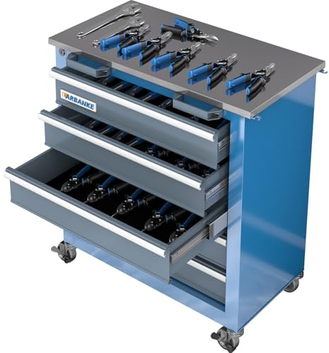 LARBANKE 5-Drawer Tool Chest, Rolling Tool Chest with Wheels, Foot Pads&Locking System,Mobile Storage Tool Cabinet with Stainless Steel Top,Connect Units for A Large Workstation for Office,Garage&Home