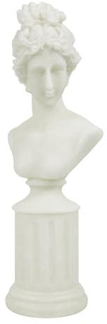 Modern Classical Female Bust Statue, 12.5'' Tall White Women Sculpture