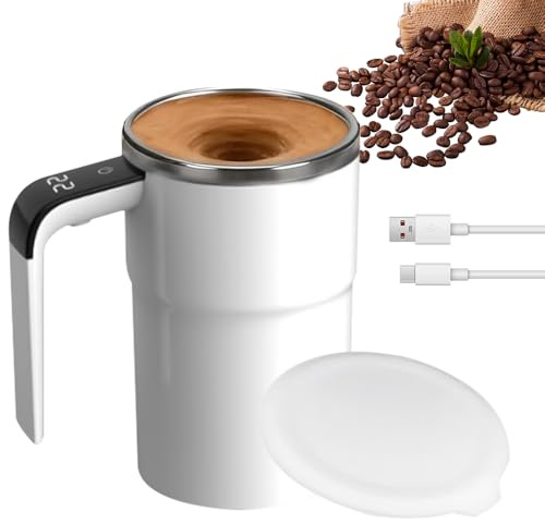 LUFEIS Tasse à Mélanger Automatique, 380 Ml Tasse Auto-Agitante électrique, Gobelet Mélangeur Magnétique Automatique En Acier Inoxydable, Tasse Magnétique Rechargeable Par USB Lavable
