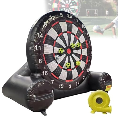 Aufblasbare Outdoor-Fußball-Dartscheibe – riesige Fußball-Dartscheibe mit 8 Fußballbällen und Gebläse für Hinterhofspiele