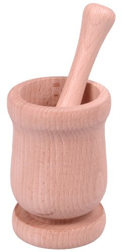 HOFMEISTER® Mörser, mit Stößel, aus Buchen-Holz, 7 x 7 x 10 cm