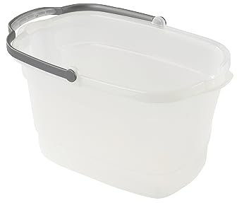 Casabella Plastic Rectangular Cleaning Bucket with Handle, Clear, 4 Gallon