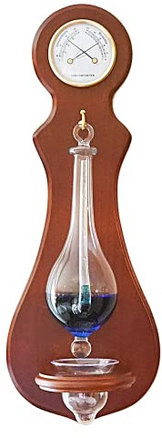 Ambient Weather BA212 Wall Mounted Weather Station with Thermometer, Hygrometer, and Barometer - Cherry Finish