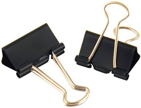 The Classics TPG-37806 Binder Clips, Medium, 2,5 cm breit, 36 Stück, Schwarz/silberfarben