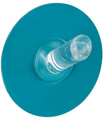 WENKO Static-Loc® Haken Mittelgroß Lichtblau - Befestigen ohne bohren, Kunststoff (PET), 5 x 2.5 x 5 cm, Hellblau