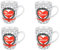 Van Well 4er Set Kaffeebecher Herz, 350 ml, Herzmotiv und barocke Elemente, Geschenkidee, schwarz-grau-rot