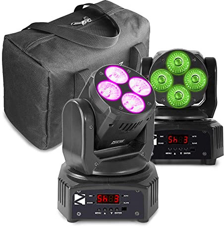 BeamZ MHL36 - Movinghead Set mit Transporttasche, 4x9 Watt DMX DJ Licht, bewegtes Discolicht Partylicht, bewegliche Disco Lichter, Soundgesteuert, Auto-Modus DJ Lichteffekte
