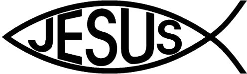 Samunshi® Aufkleber Christenfisch mit Jesus Church Fische Gott Symbol für Auto Motorrad Kirche schwarz 20 x 6cm - Taufe Firmung Ichthy