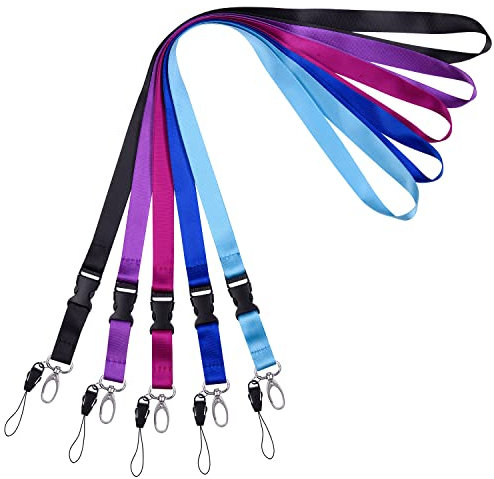 Wisdompro Schlüsselband Lang 5 Stück, 57 cm Abnehmbare Schlüsselbänder mit Karabiner für Krankenschwestern, Personal, Studenten, Lanyard für Ausweishülle, Schlüssel, Handy(5 Farben)