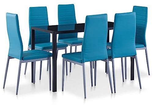vidaXL 7-TLG. Essgruppe Blau