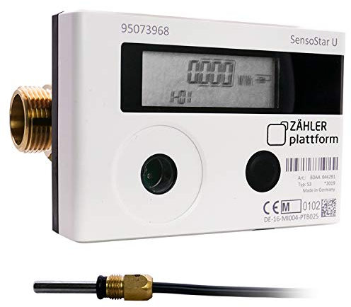 Zähler Plattform Wärmezähler SensoStar U Eichung 2020 Ultraschall Kompaktwärmezähler Nenndurchfluss Qn 0,6 m³/h, Anschlussgewinde 3/4 Zoll, Baulänge 110 mm, Temperaturfühler Ø 5,0 mm Wärmemengenzähler