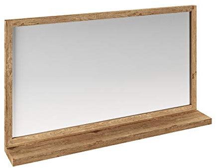 Woodkings Spiegel Sydney 105x60 cm I Wandspiegel mit massiv Holz Rahmen Wildeiche I rustikaler Badspiegel mit Ablage I großer Holzspiegel für Badezimmer oder Flur