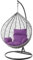 Kideo® Komplettset: großer Hängesessel mit Gestell & Kissen, Lounge Möbel, Poly-Rattan, XXL, grau (Kissen: lila Nest (4050 Violet))