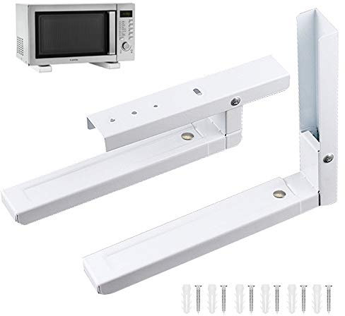 2 Piezas Soporte para Microondas, Soporte Universal para Microondas, Plegable Horno Microondas Soporte, Incluye 6 Tornillos, Se Utiliza para Soportar Hornos Microondas (Blanco)