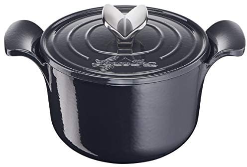 Lagostina Tradizione Cazuela de Hierro Fundido Esmaltado para Cocciones Largas Ø 18 cm, Cocotte Inducción, Gas y Horno hasta 220 °C, Olla para Guisar y Cocinar a Fuego Lento con Tapa de Condensación