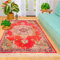 Mandala Life Art 4' x 6' Moroccan Modern Red Pink Vintage Area Rug with Fringes - Digital Print Cotton - Bohemian Tapestry Carpet - Decorative Accent Piece for You Living Room , Bedroom