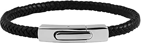 Raptor Unisex-Armband Edelstahl geflochten Clipverschluss Edelstahl RA50109 (schwarz silberfarbig)