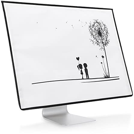 kwmobile Hülle kompatibel mit Apple iMac 24 - mit Fach für Apple Magic Keyboard, Magic Mouse und Kabel - Pusteblume Love Schwarz Weiß